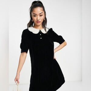 & Other Stories Collared Velvet Mini Dress